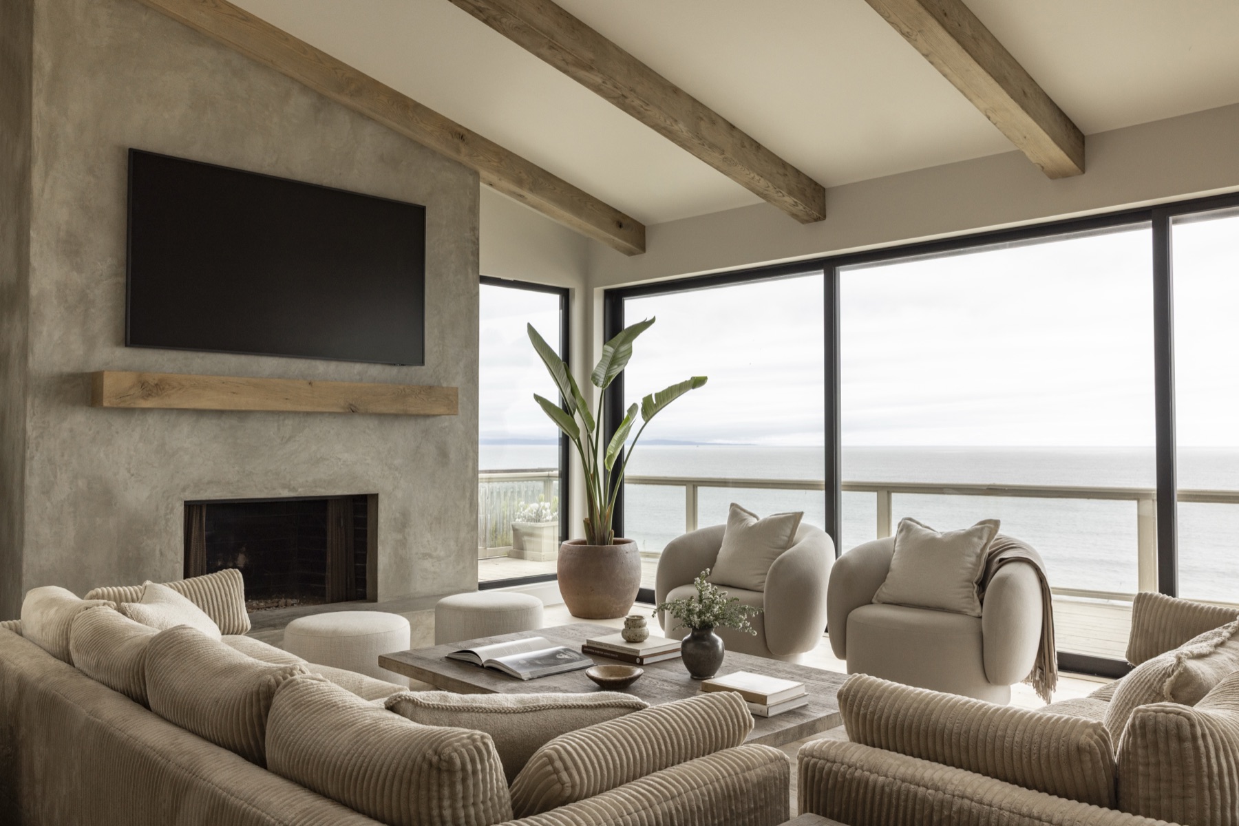 Coastal Urban, the living room with an ocean view